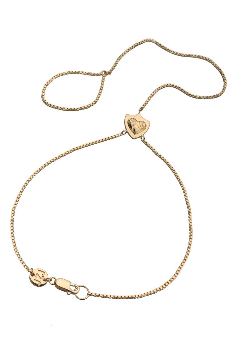 Jennifer Zeuner Chara Heart Charm Hand Chain Bracelet, Main, color, Yellow Gold