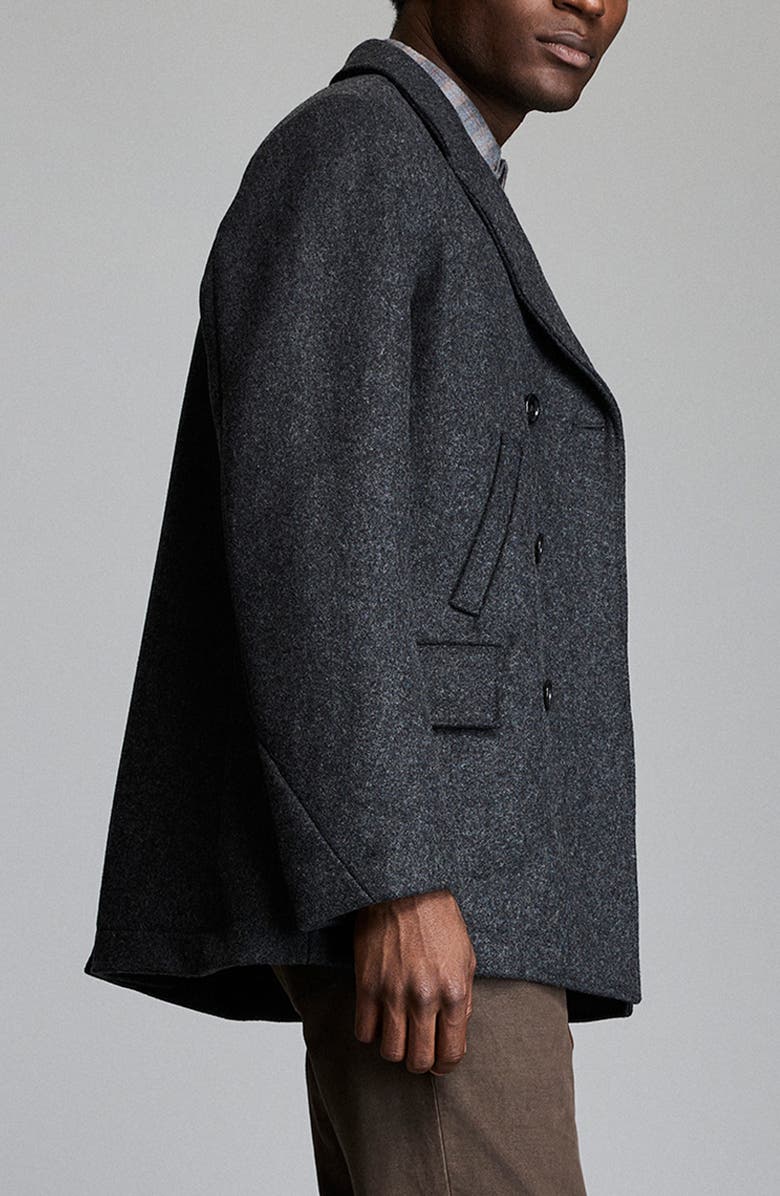 Billy Reid Bond Wool Blend Peacoat, Alternate, color, Grey Heather