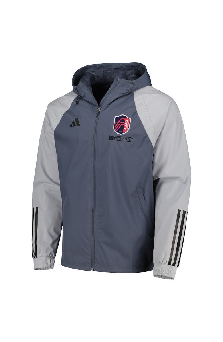 adidas Men's adidas Charcoal St. Louis City SC All-Weather Raglan Hoodie Full-Zip Jacket, Alternate, color, Charcoal