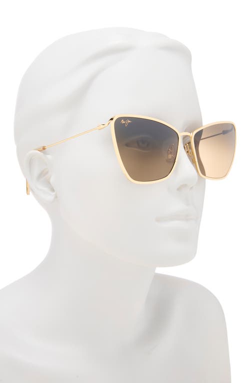Maui Jim 63mm Polarized Cat Eye Sunglasses In Gold