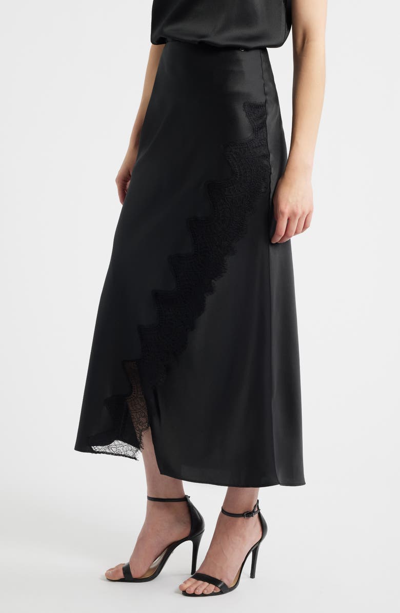 BOSS Orange Lace Trim Midi Skirt, Alternate, color, Black