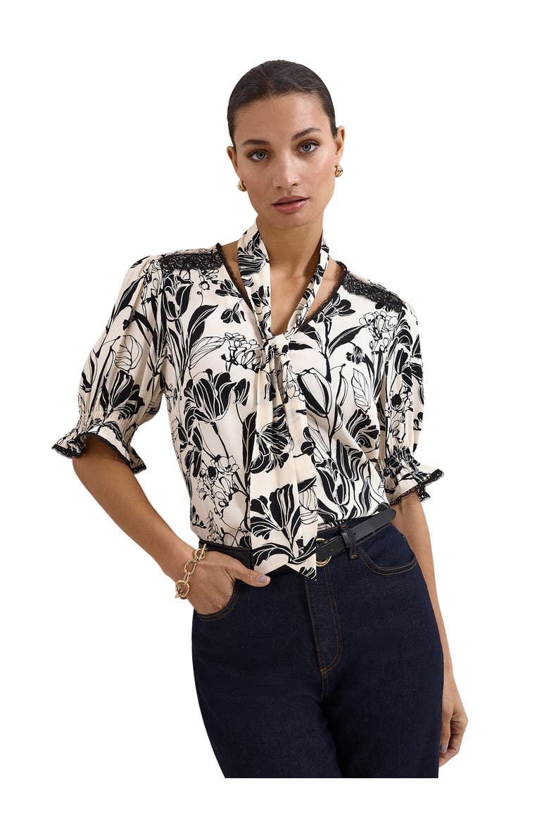 Aisra Lace Blouse, Main, color, Black/Ivory