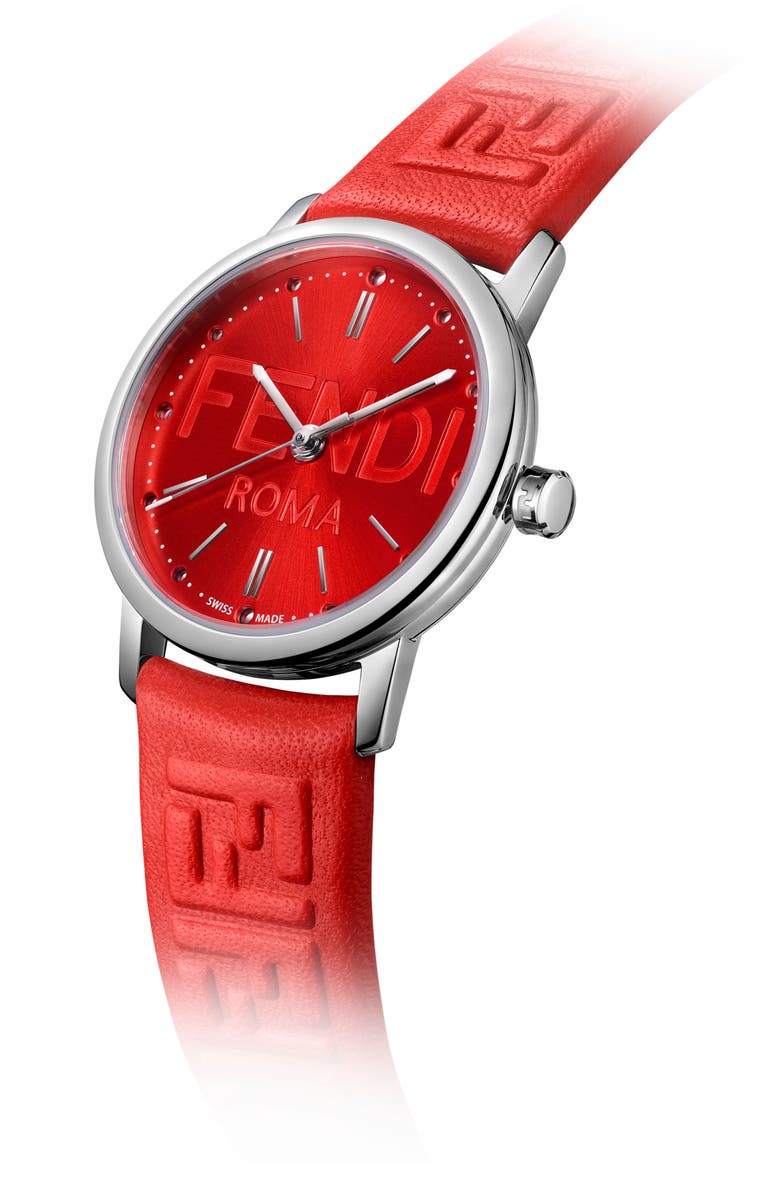 Fendi Forever Fendi Swiss Quartz Leather Strap Watch, 29mm, Alternate, color,