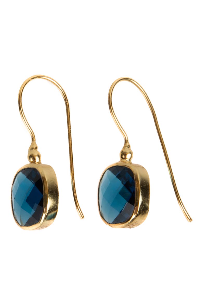 Cushion Stone Drop Earrings, Main, color, BLUE