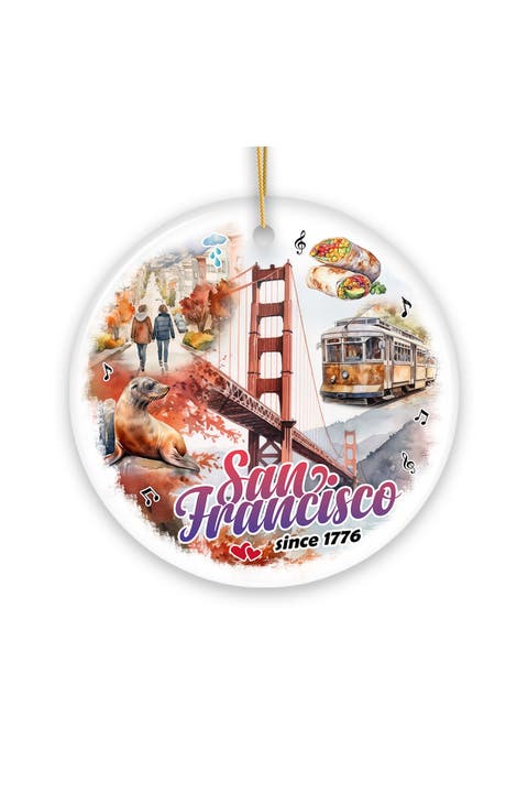 San Francisco Golden Gate Cable Car Ceramic Ornament