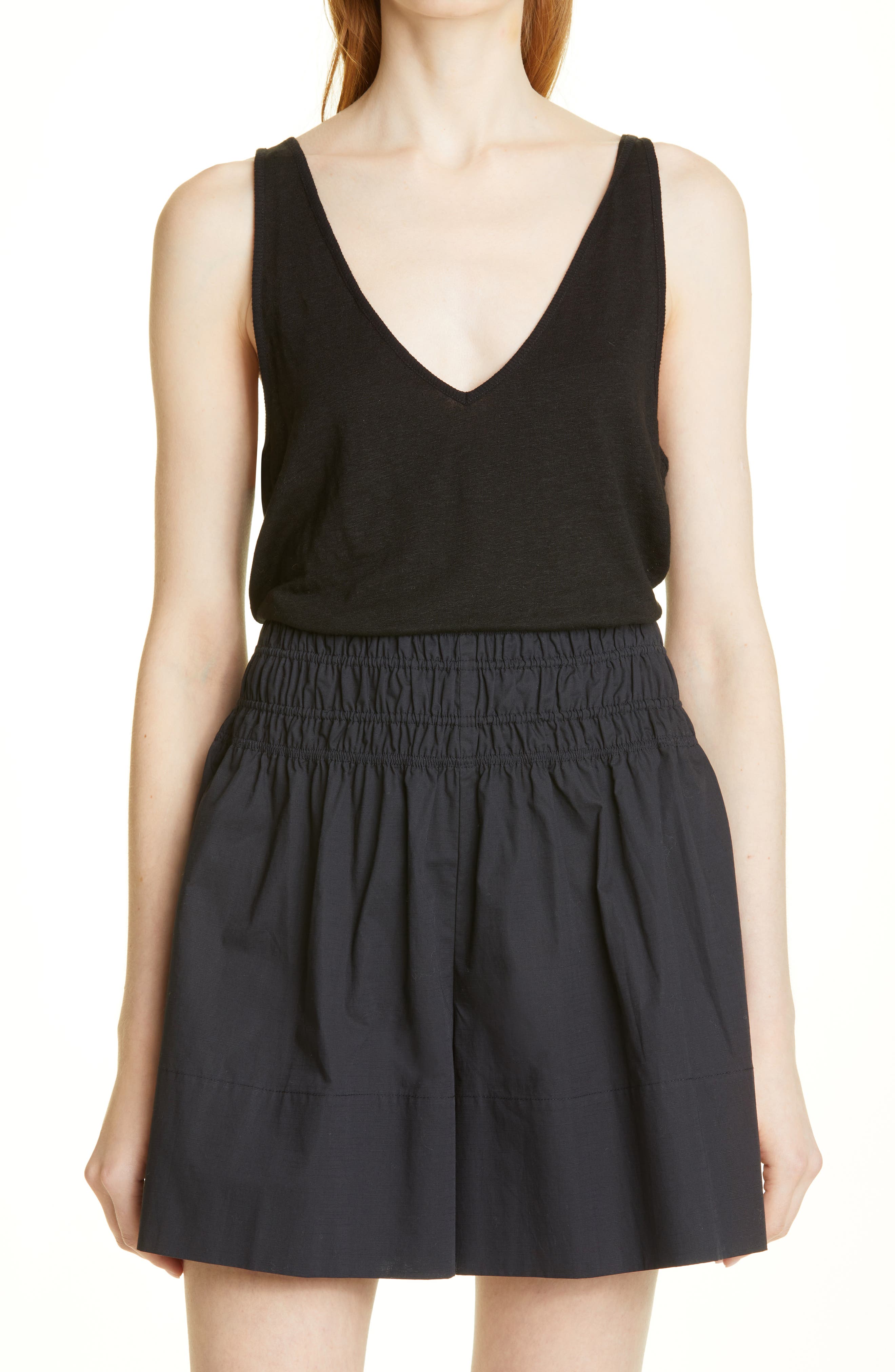 Vince Double V-Neck Linen Tank