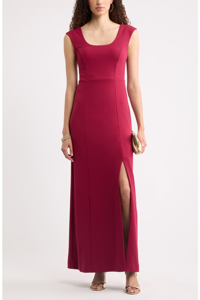 Scoop Neck Seamed Maxi Dress, Alternate, color, BURGUNDY BEET