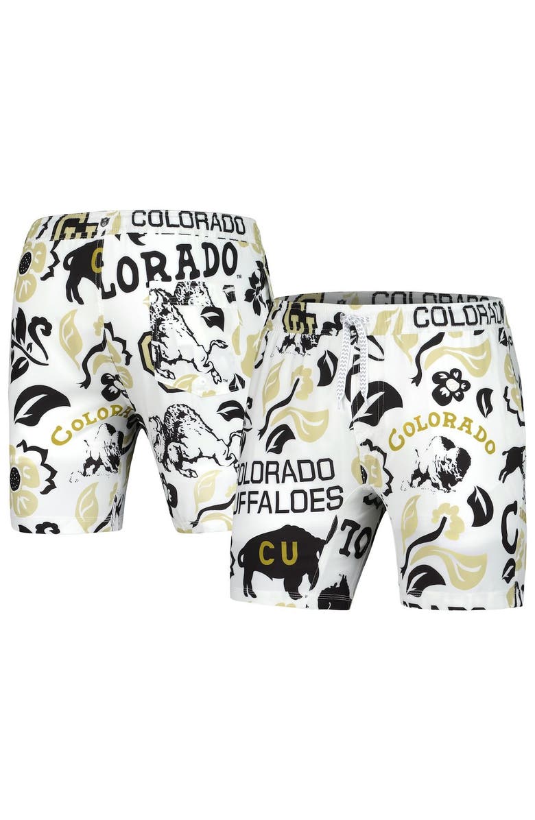 Wes & Willy Men's Wes & Willy White Colorado Buffaloes Vault Tech Swimming Trunks, Main, color,