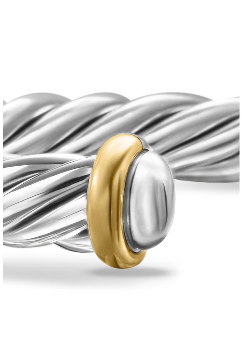 Cable Cuff Bracelet in Sterling Silver with 14K Yellow Gold, 6mm, Alternate, color, SILVER