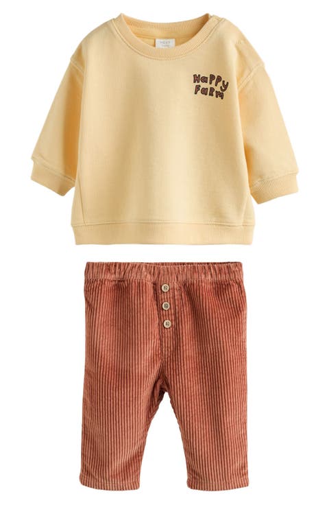Happy Farm Sweatshirt & Corduroy Pants Set