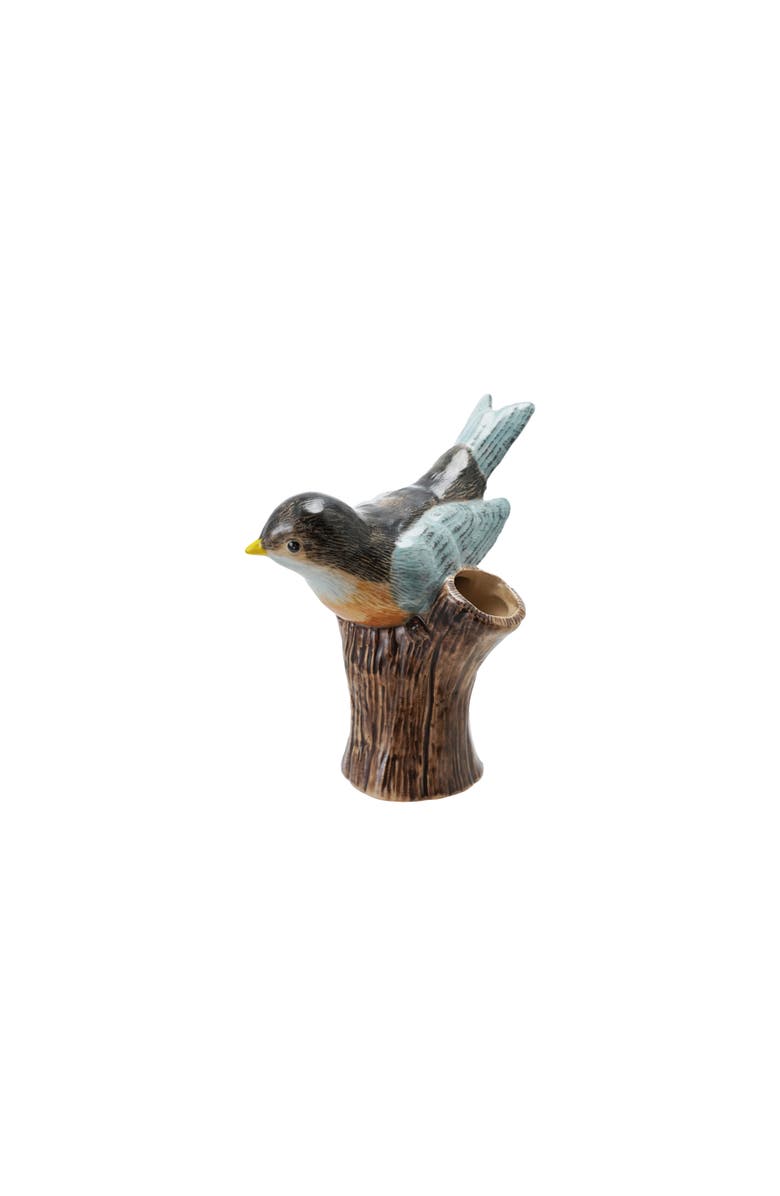 Storied Home Hand-Painted Stoneware Bird Vase, Main, color, Brown