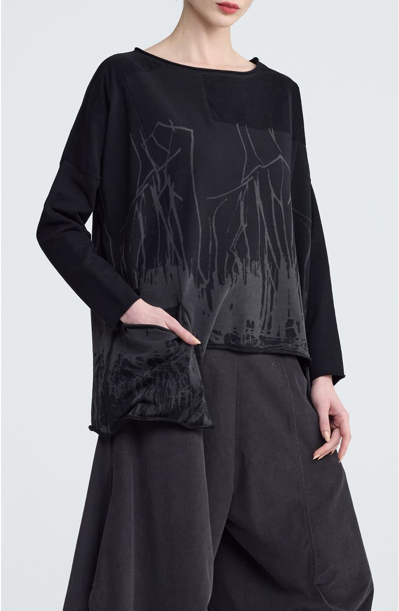 LUUKAA Cristal Textured Blouse, Alternate, color, Ink Black