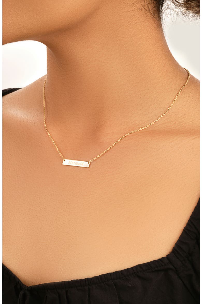 14K Yellow Gold Plated Sterling Silver Inspirational Bar Pendant Necklace, Alternate, color, GOLD - MERMAID
