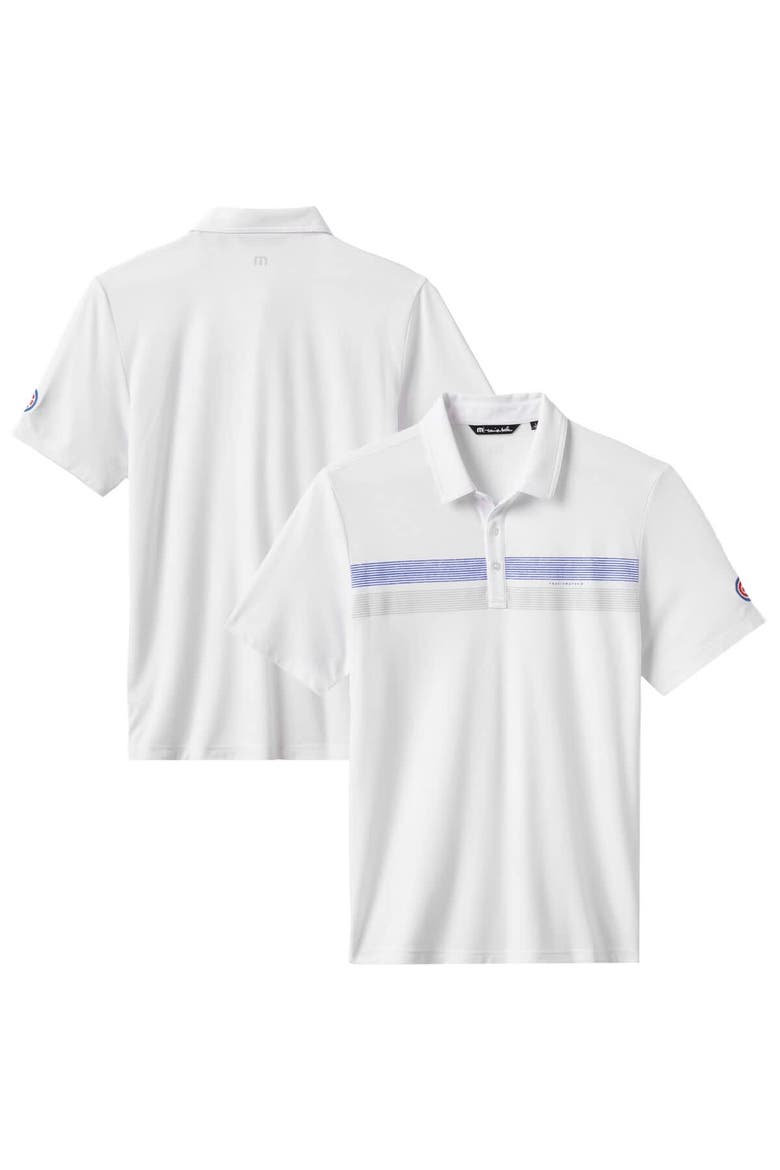 Men's TravisMathew White Chicago Cubs Top Recruit Tri-Blend Polo, Alternate, color, White