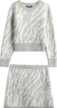 Freshman Kids' Zebra Stripe Sweater & Sweater Skirt Set