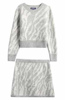 Kids' Zebra Stripe Sweater & Sweater Skirt Set
