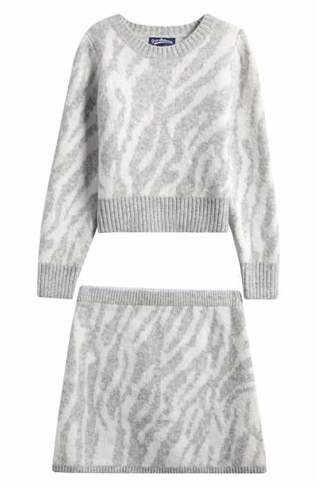 Kids' Zebra Stripe Sweater & Sweater Skirt Set