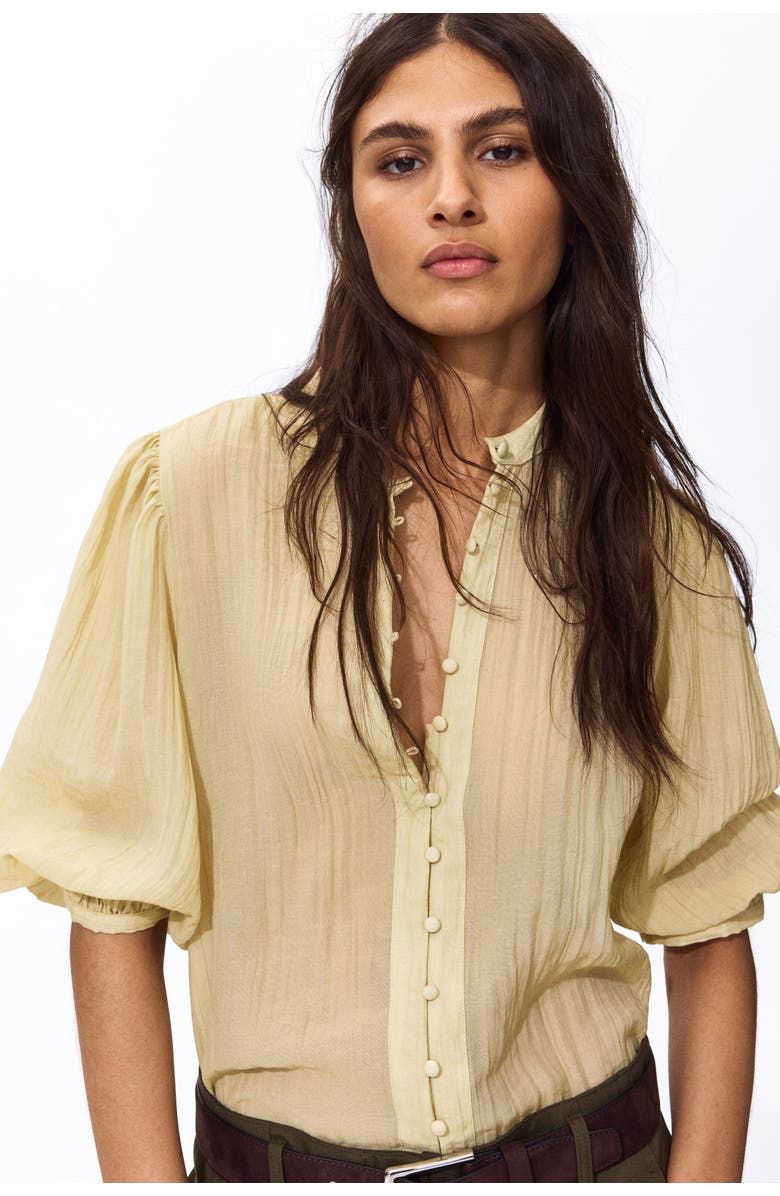H&M Balloon-sleeved blouse, Main, color, Light Yellow