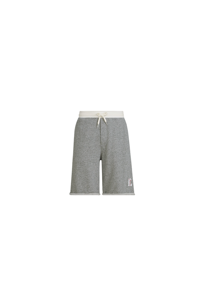 Cotton and linen mélange French terry Bermuda shorts with logo, Alternate, color, Grey