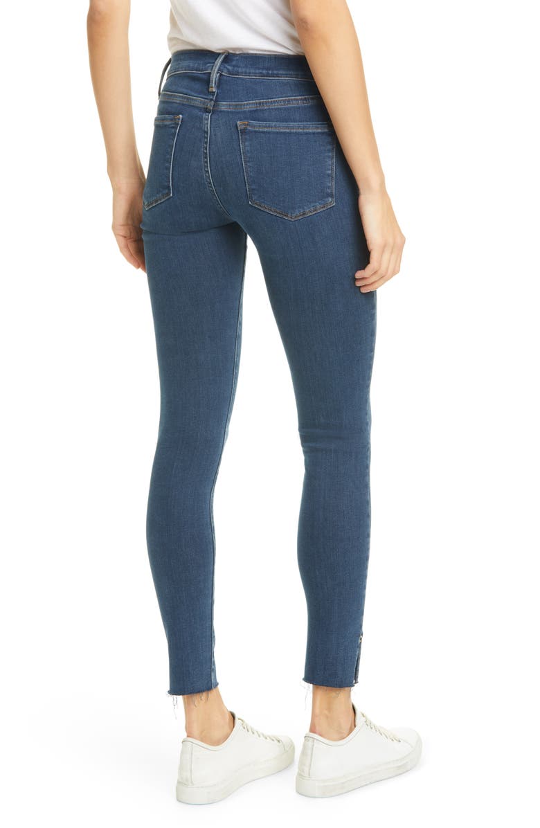 FRAME Le Skinny de Jeanne Slit Rivet Raw Hem Ankle Jeans, Alternate, color, 