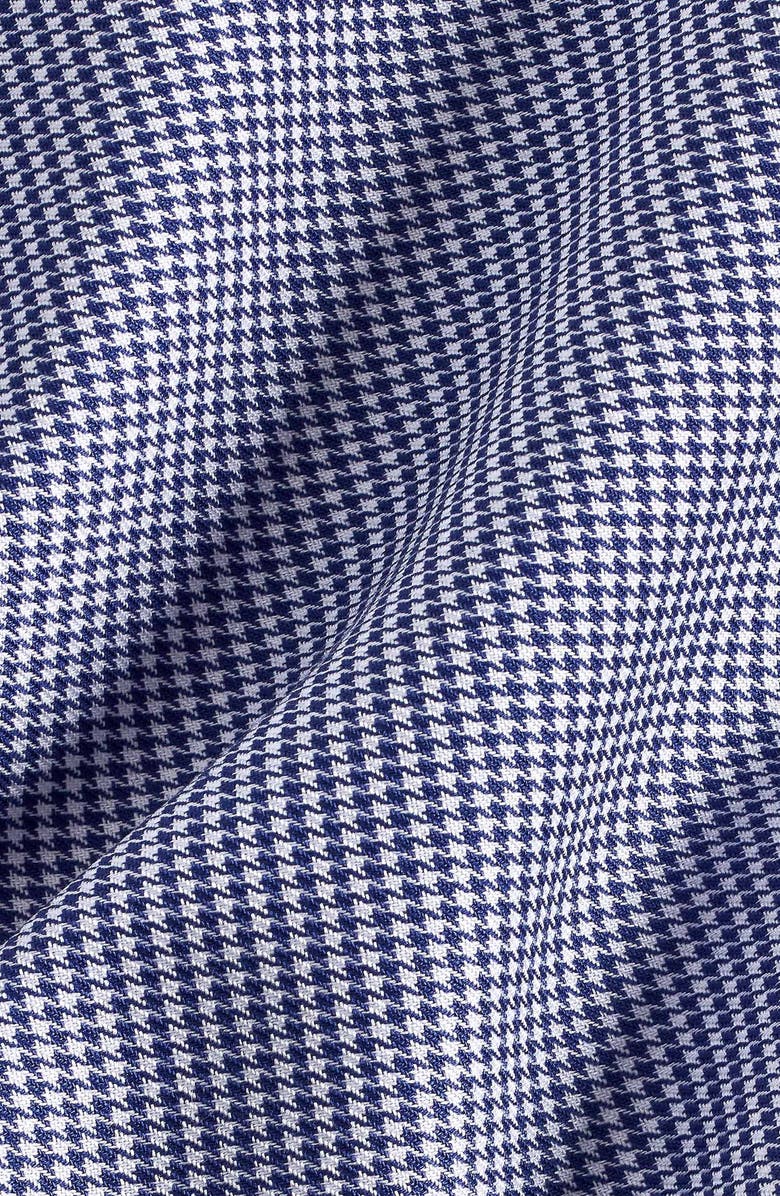 David Donahue Slim Fit Micro Houndstrooth Stretch Cotton Twill Dress Shirt, Alternate, color, Navy