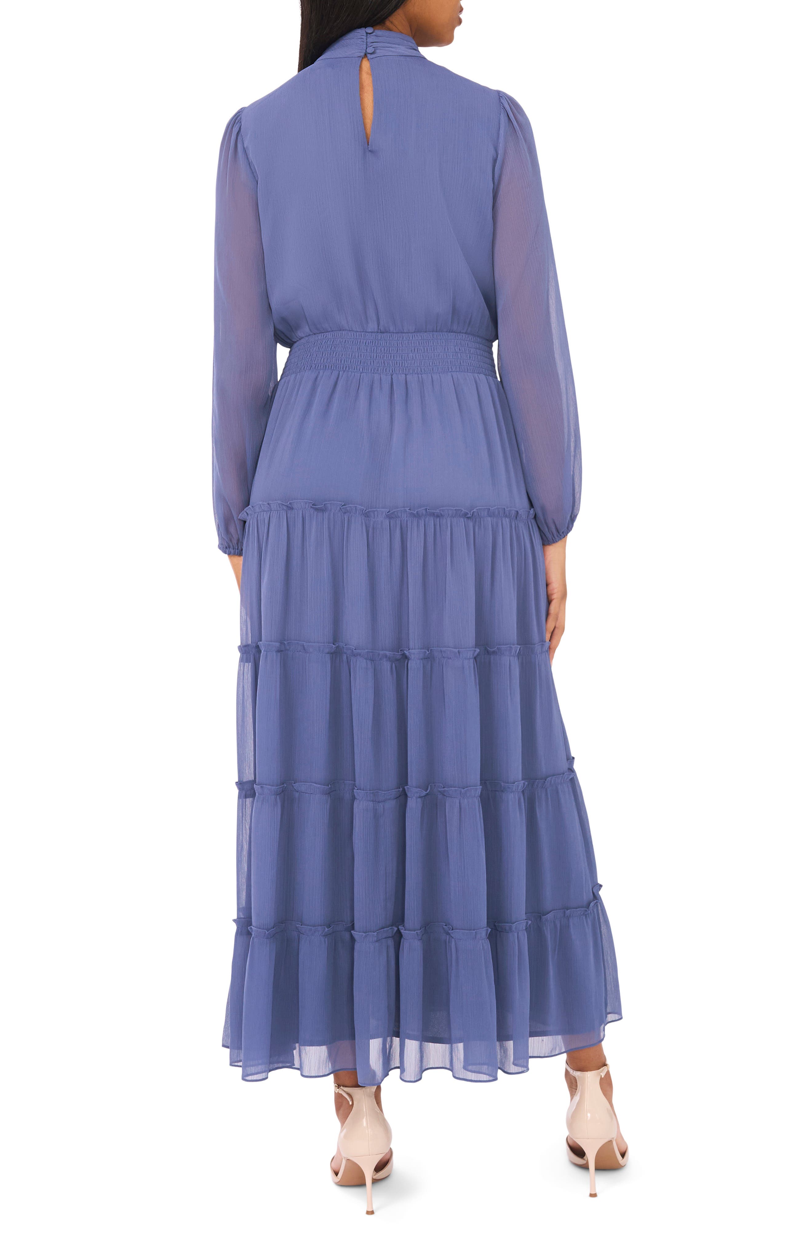 Long Sleeve Tiered Chiffon Maxi Dress - image 2