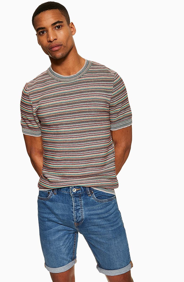 Topman Justin Skinny Fit Denim Shorts, Alternate, color, 