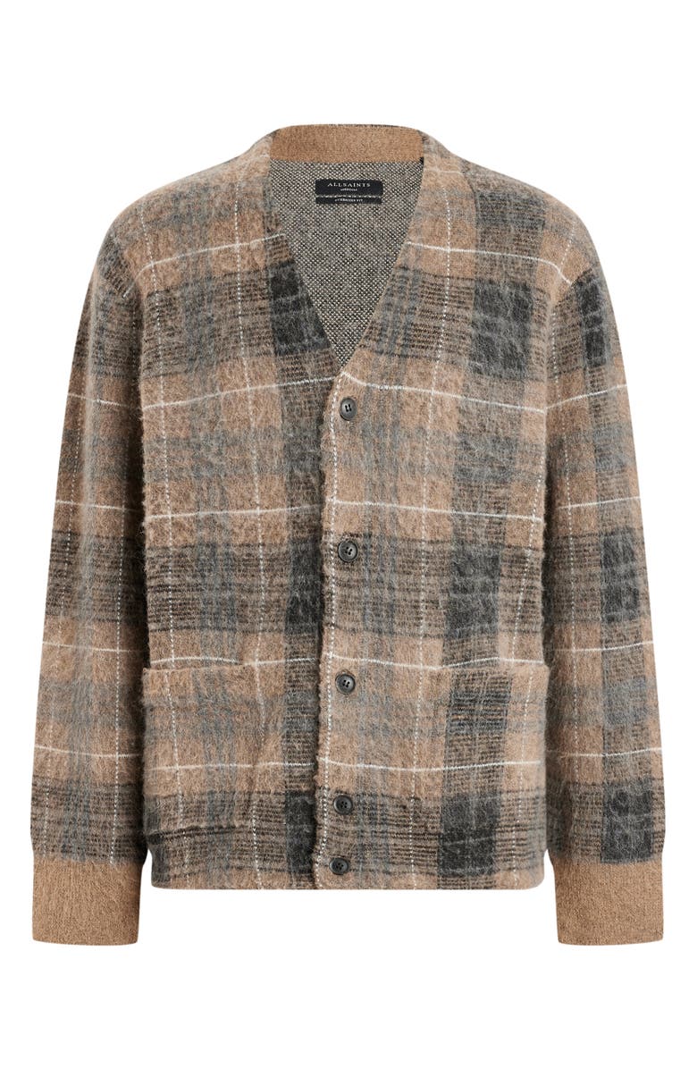 AllSaints Aldrin Plaid Cardigan, Alternate, color, 