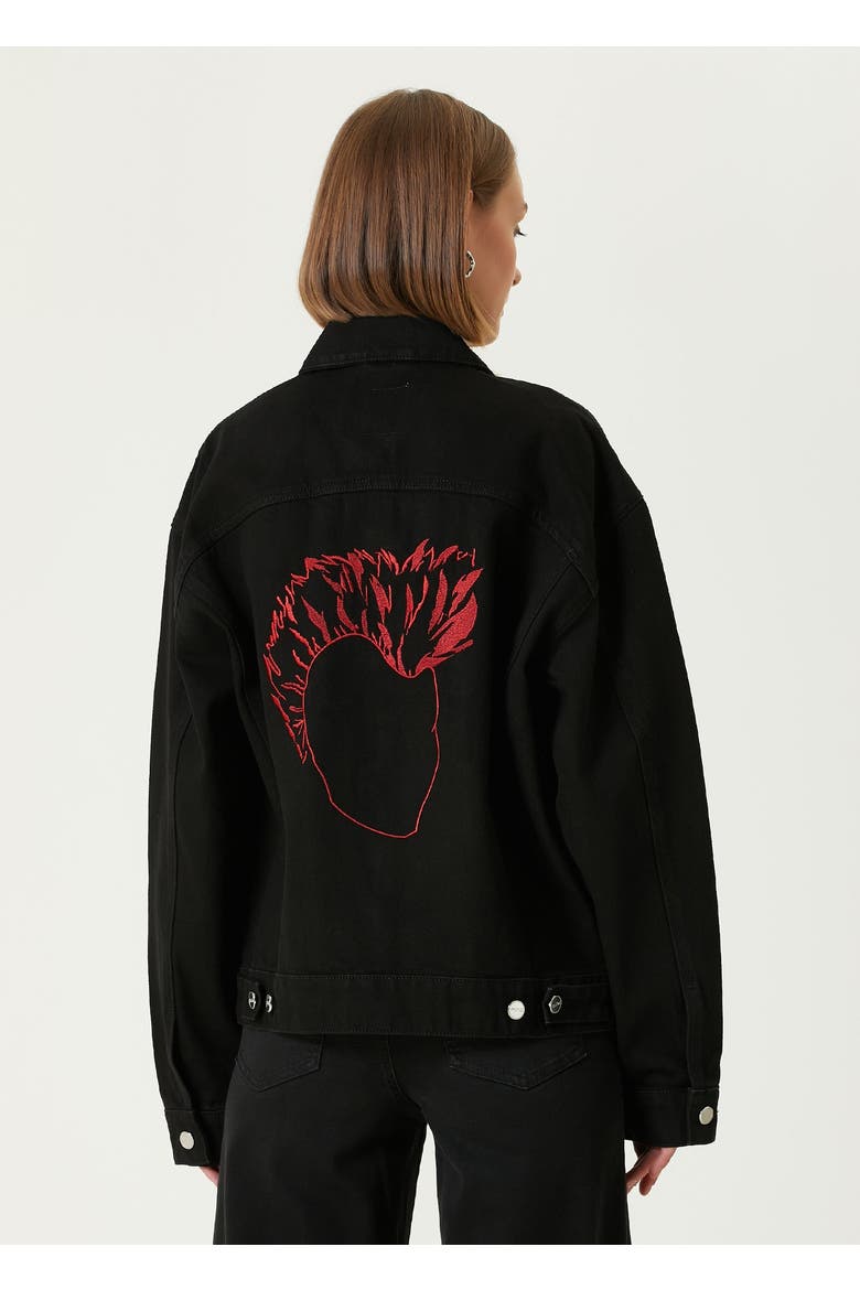 Logo Denim Jacket, Alternate, color, BLACK
