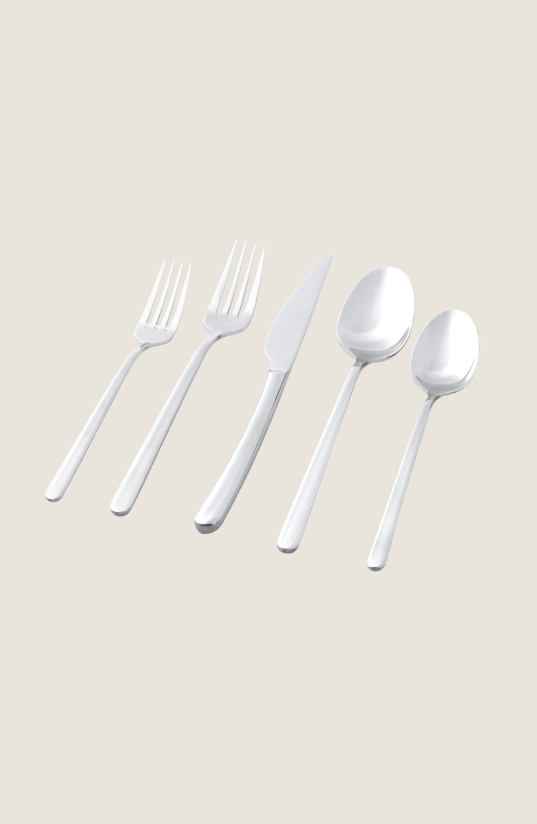 Italic Emilia Mirror Flatware Set, Main, color, Metallic Silver