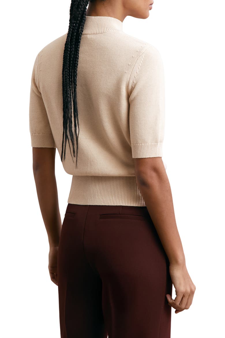 Aria Mock Neck Cotton & Wool Sweater, Alternate, color, NEUTRAL