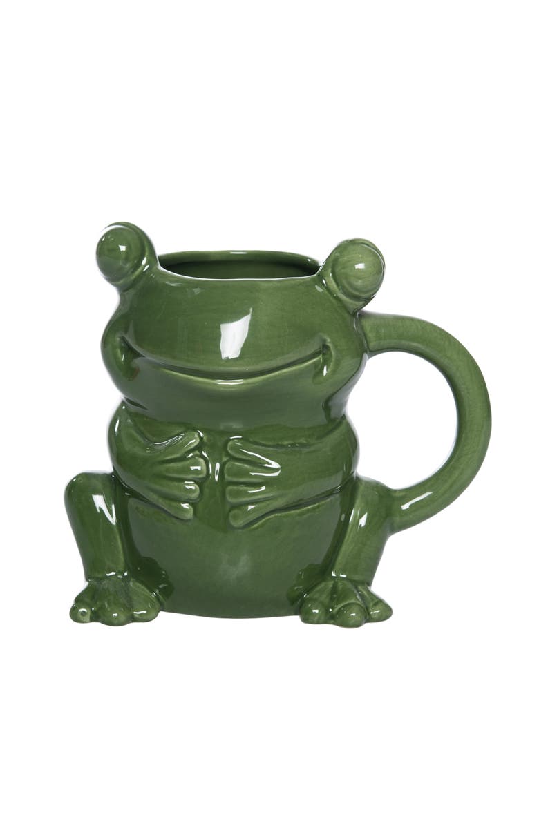 Transpac Ceramic Frog Shape Mug Green for Spring Serving and Entertaining, Main, color, Green