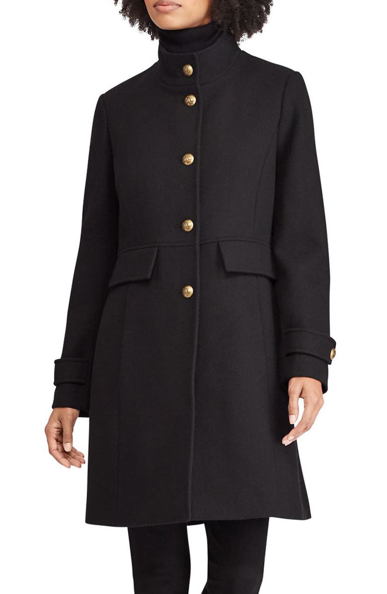 Lauren Ralph Lauren Wool Blend Military Coat, Main, color, 