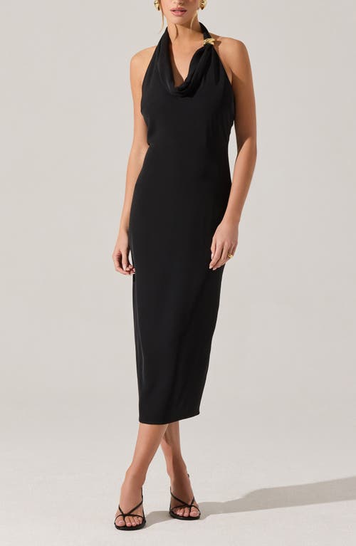 Astr The Label Alanna Metal Buckle Detail Halter Neck Dress In Black