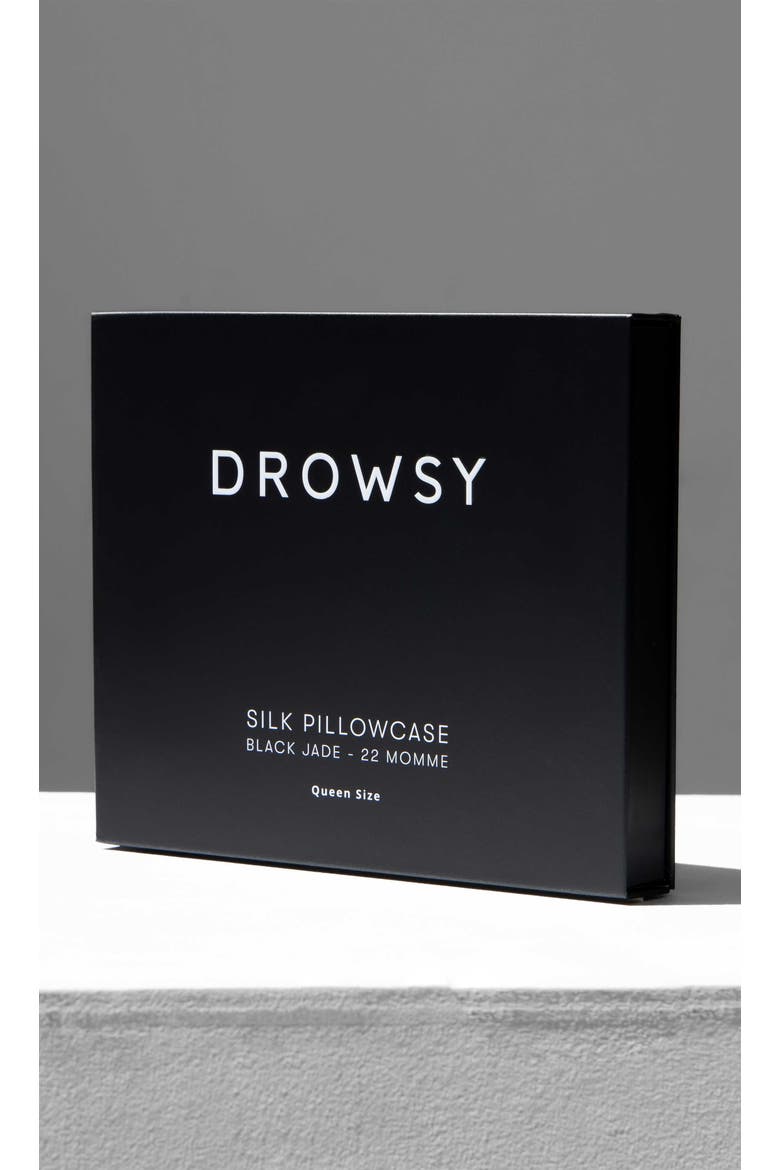 Queen Silk Pillowcase, Alternate, color, Black Jade