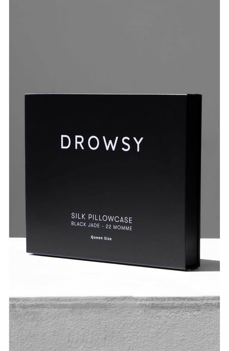 Drowsy Sleep Co. Queen Silk Pillowcase, Alternate, color, Black Jade
