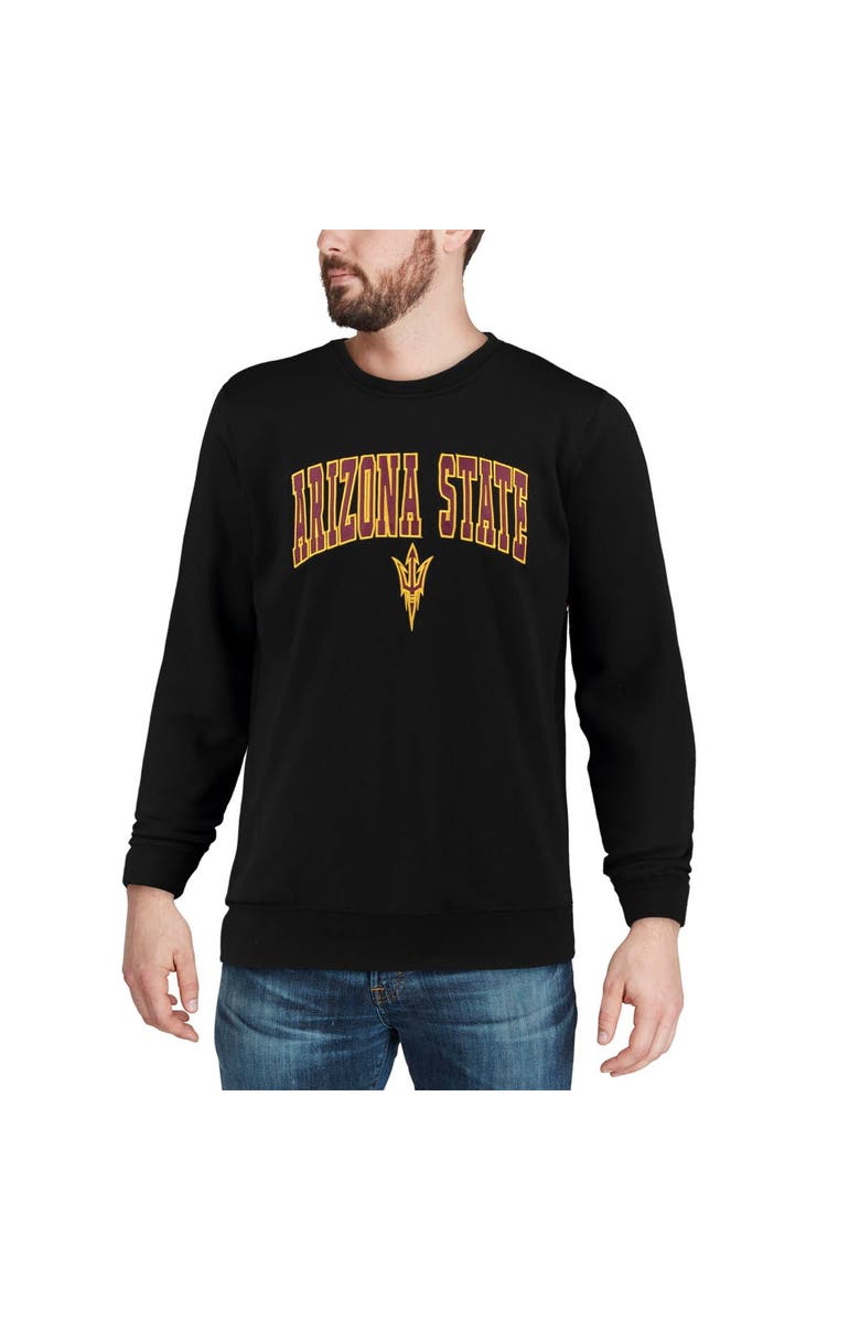 COLOSSEUM Men's Colosseum Black Arizona State Sun Devils Arch & Logo Crew Neck Sweatshirt, Alternate, color, Black