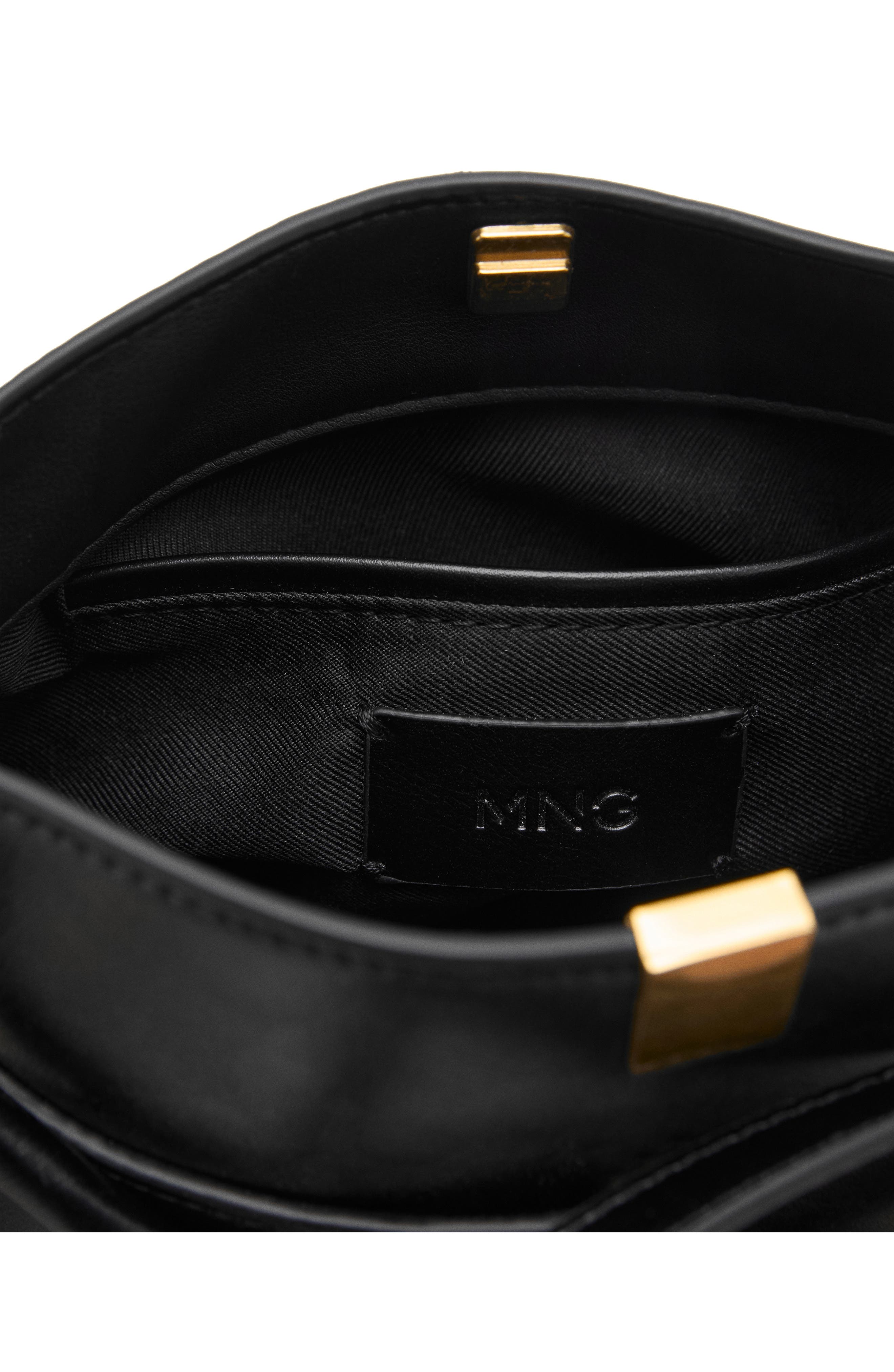 MANGO Faux Leather Bucket Bag, Alternate, color, 