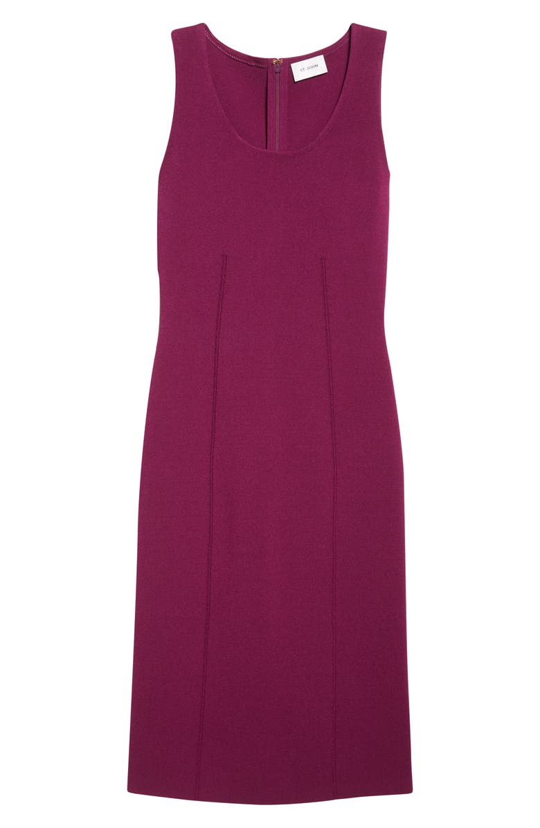 ST. JOHN Sleeveless Milano Knit Sheath Dress, Alternate, color, Boysenberry