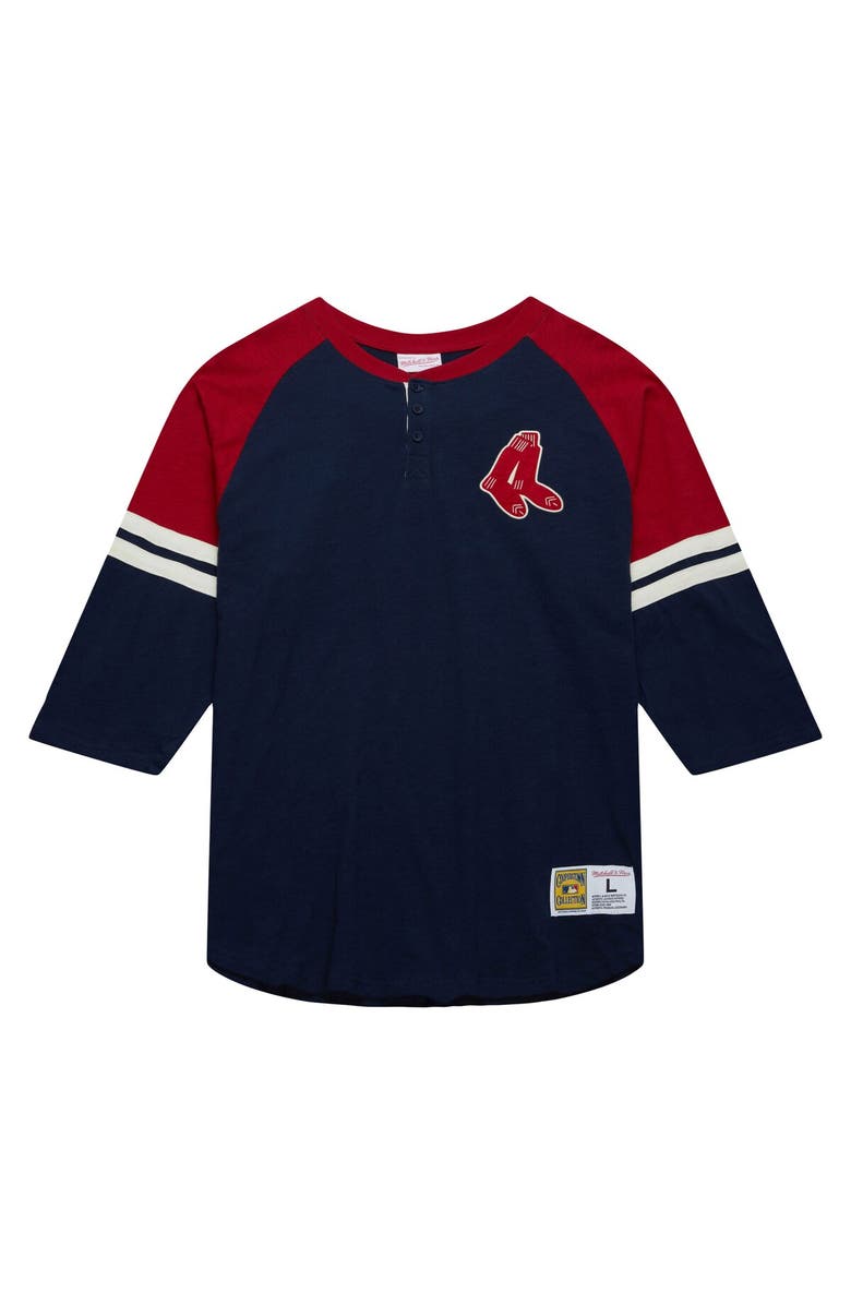 Mitchell & Ness Men's Mitchell & Ness Navy Boston Red Sox Cooperstown Collection Legendary Raglan Slub Henley 3/4-Sleeve T-Shirt, Alternate, color, Navy