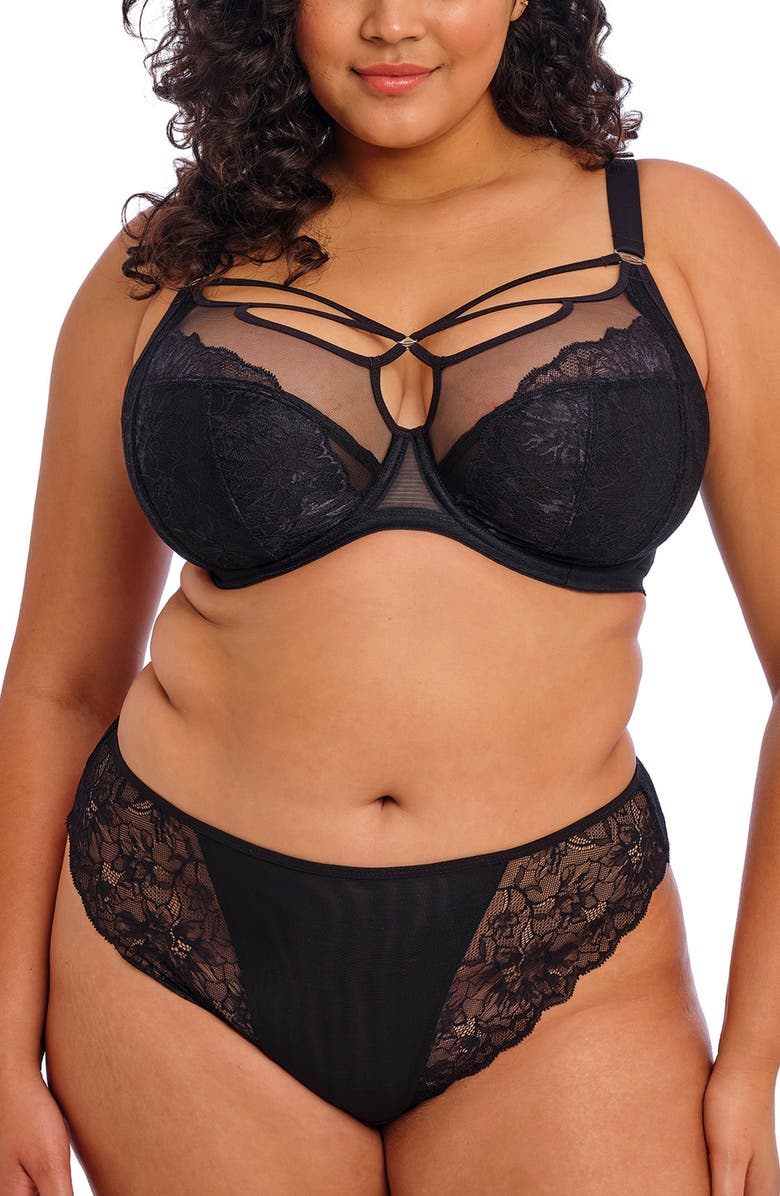 Elomi Brianna Lace & Mesh Thong, Alternate, color, 