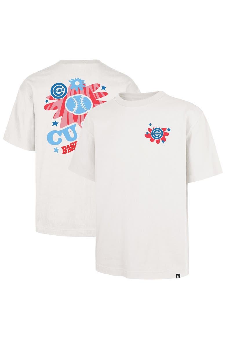 Men's '47 Cream Chicago Cubs Flora Foundation T-Shirt, Main, color, White