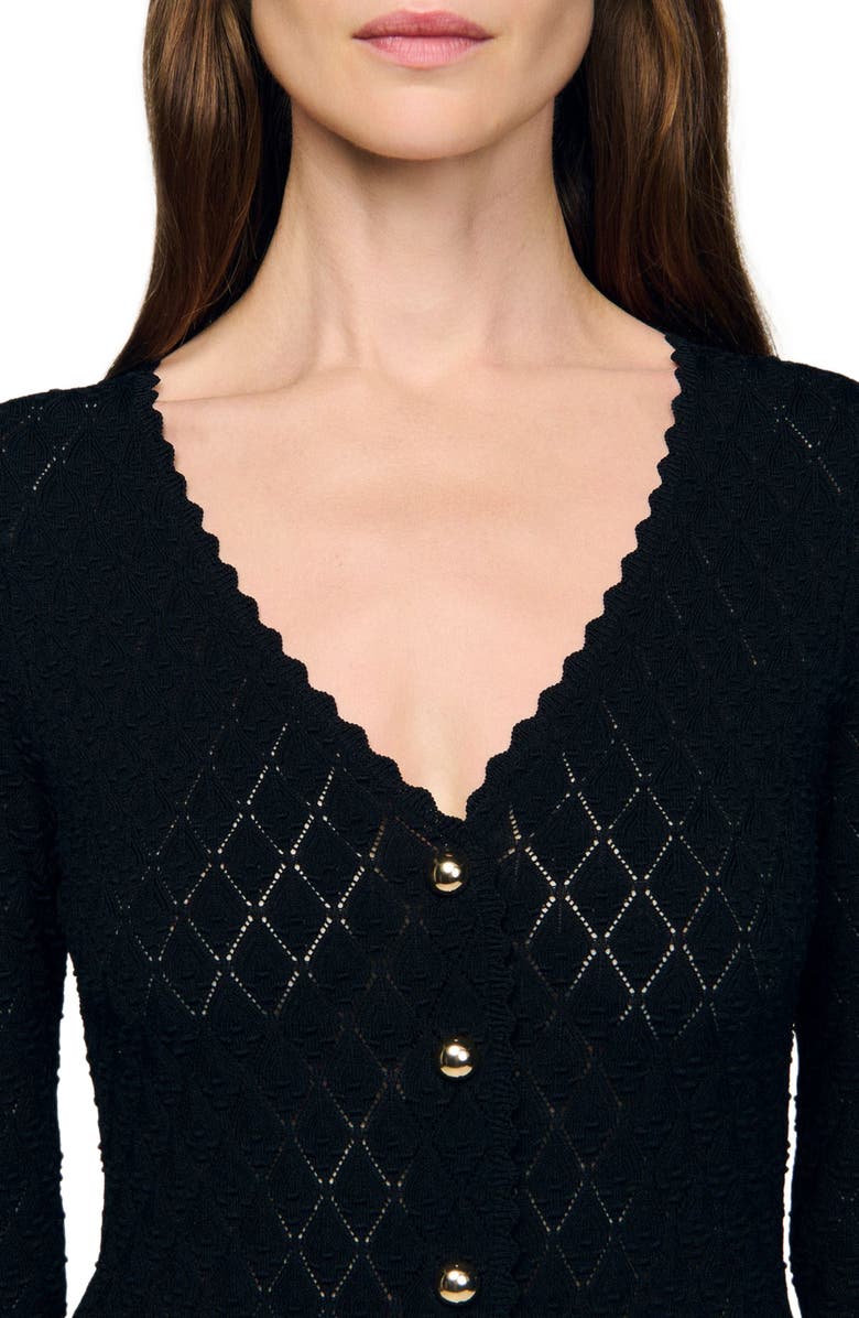 SANDRO Fancy knit maxi dress, Alternate, color, Black