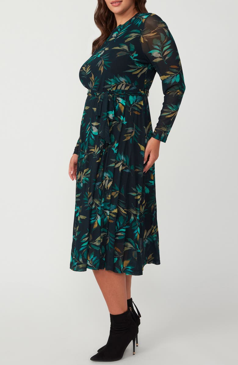 Estelle Foliage Whisper Long Sleeve Midi Dress, Alternate, color,