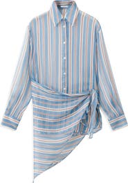 MANGO Stripe Scarf Hem Button-Up Shirt