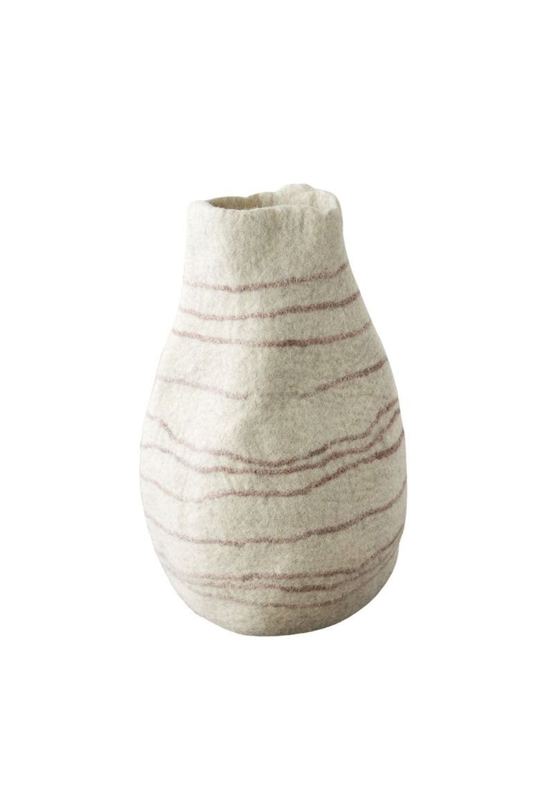 Tribal Lines Wool Ivory & Soft Stone Gourd Basket, Main, color, Ivory