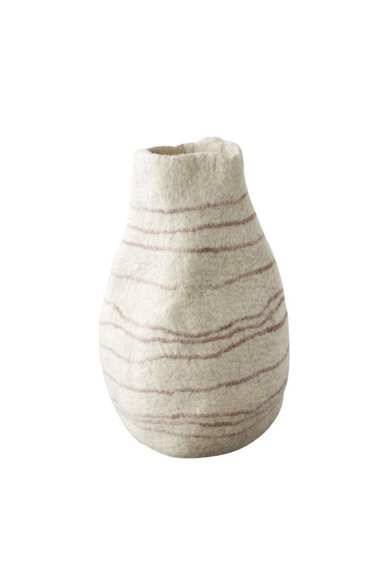 kanju Interiors Tribal Lines Wool Ivory & Soft Stone Gourd Basket, Main, color, Ivory