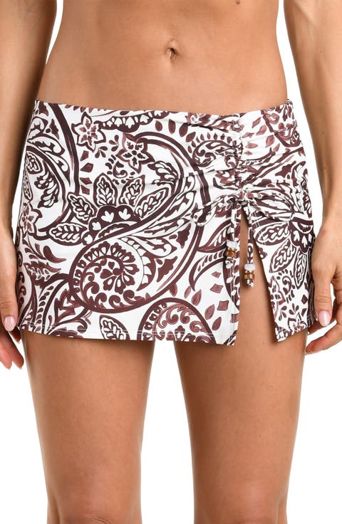 Painted Paisley Skirted Bikini Bottoms