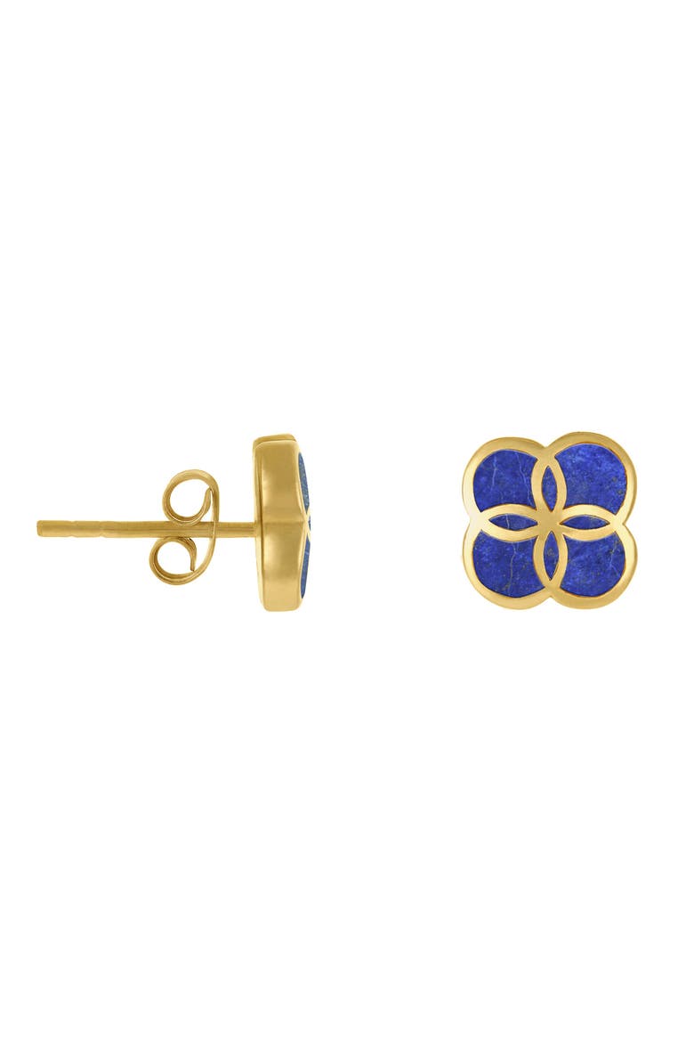 Petal Gemstone With 18K Gold Overlay Sterling Stud Earring, Main, color, WHITE