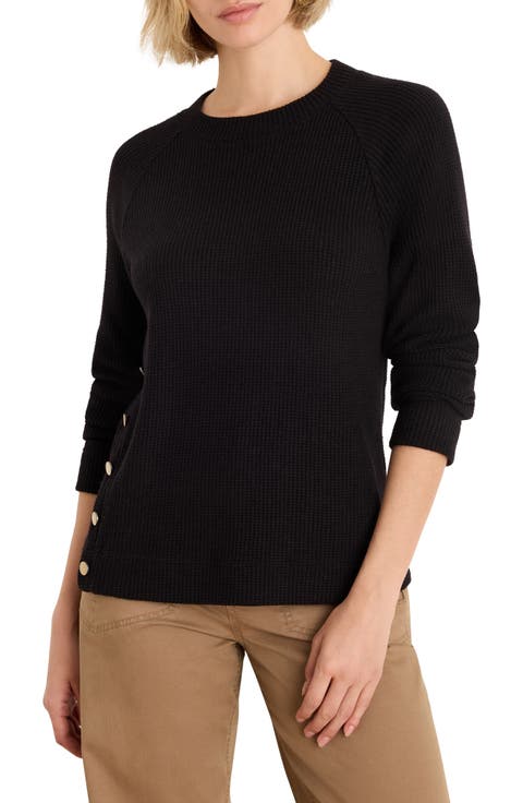 Side Button Waffle Sweater